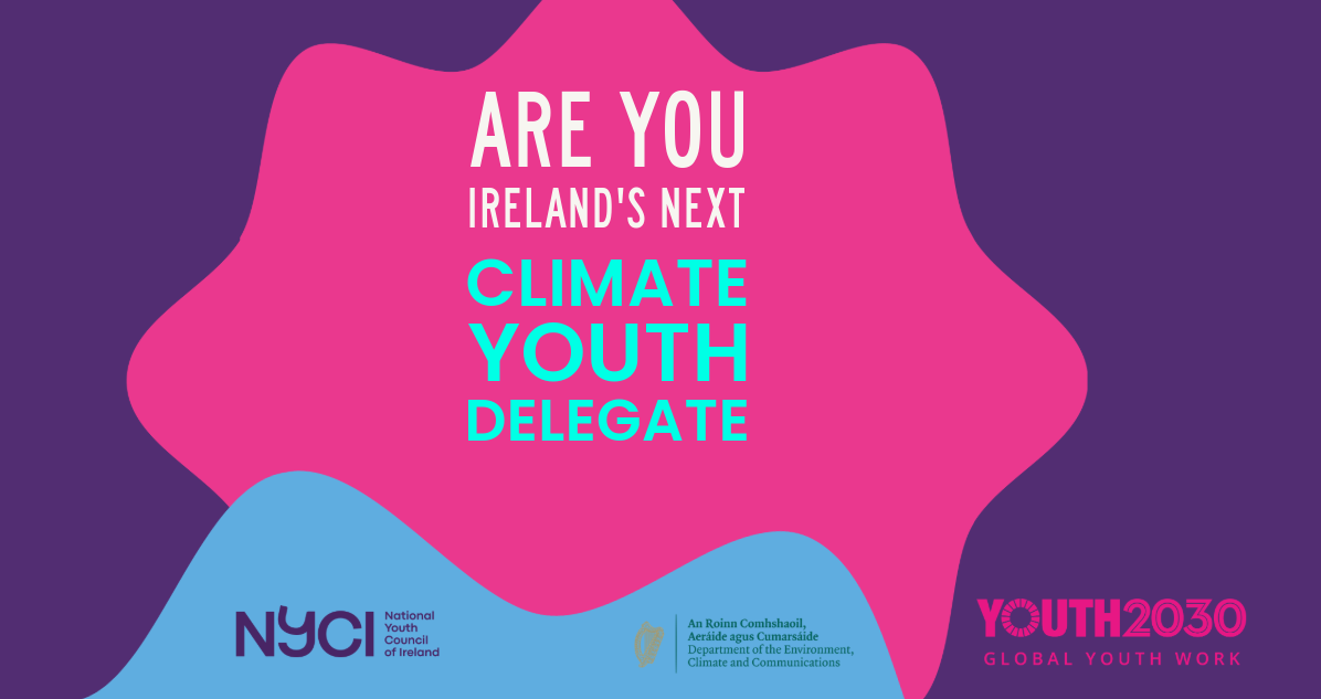 Poster calling for applications to be Ireland's Youth Climate Delegate